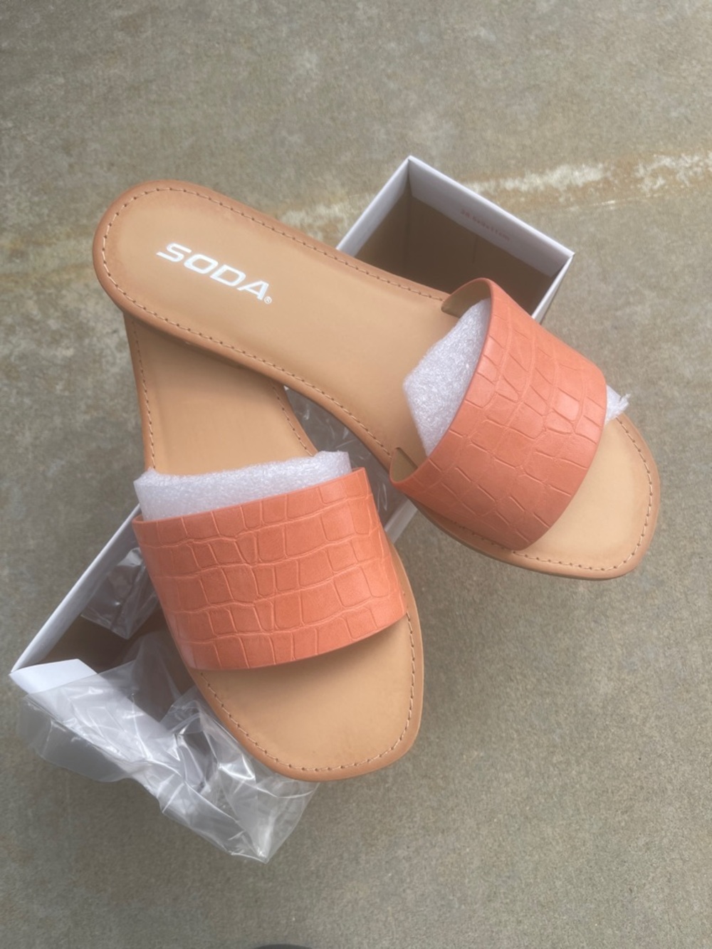 Soda Women's Coral Slide Sandals with Croc-Embossed Strap